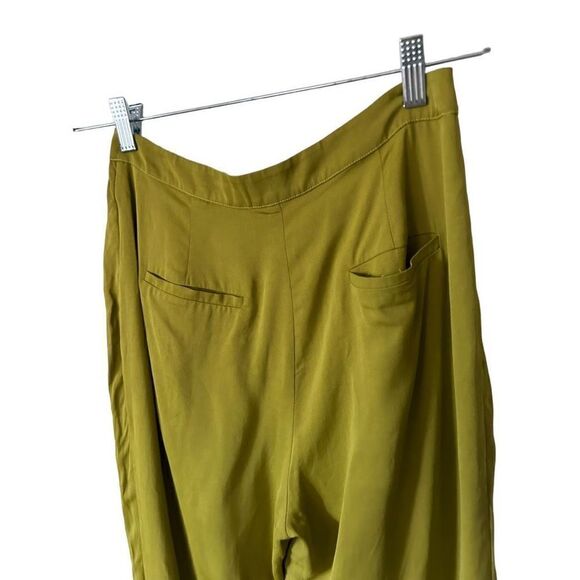 LPA Button & Zip Fly No Belt Loops Pleated Trouser Pants Green Size Small - Picture 6 of 10
